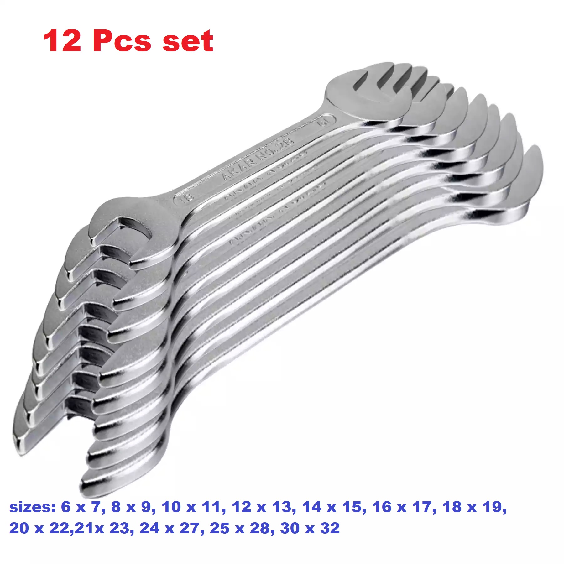 12pcs Double open end spanner 6 32mm